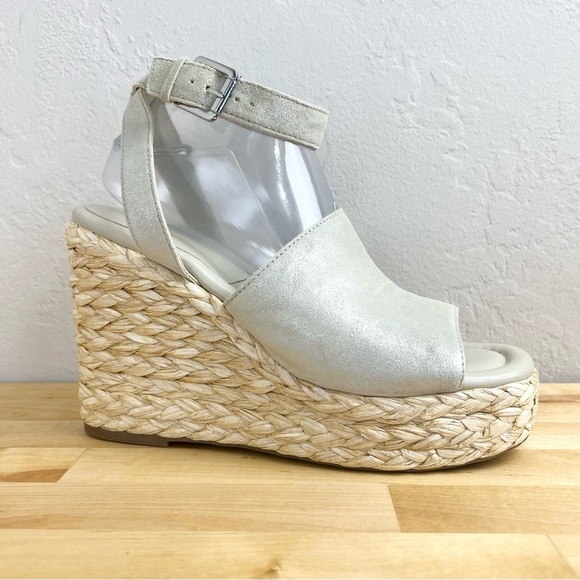 NEW Marc Fisher Nelly Light Natural Platform Wedge Espadrille‎ Sandals Size 9.5 - Picture 1 of 12
